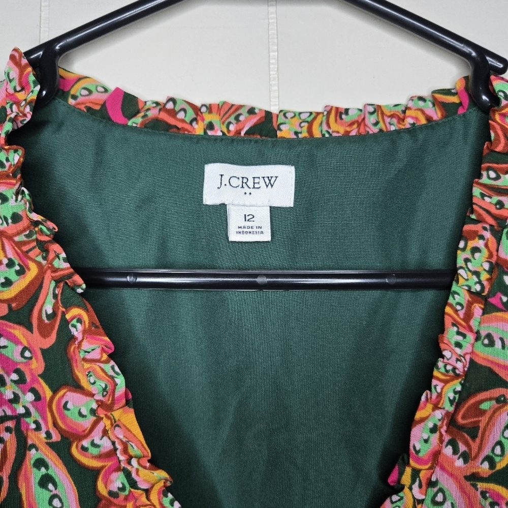 J.Crew Floral Sleeveless Dress-Size 12 -100% Polyester - Picture 4 of 8